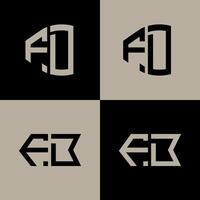 FD polygon, circle, hexagon, flat and simple letter logo set in one artboard. FD minimalist and classic logo. vector