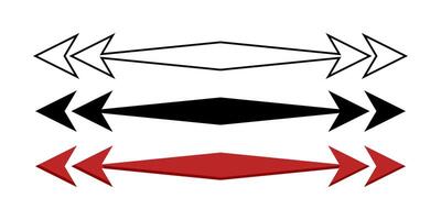 horizontal double arrow icon set, double pointed arrow symbol. vector