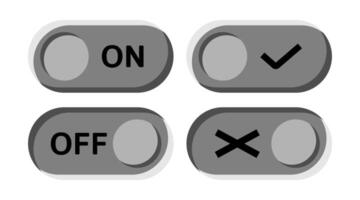 set of On and Off toggle button icons. gray design isolated on white background vector