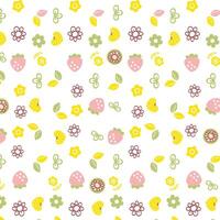 Strawberry and Flower Pattern Design vector