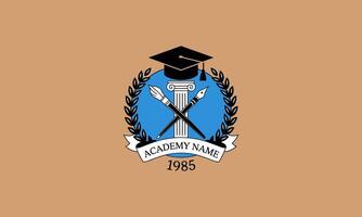 Academy logo featuring a graduation cap and columns. vector