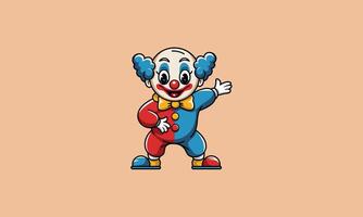 Colorful clown with red nose and open arms. vector