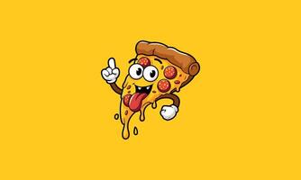 Cheerful pizza slice cartoon with playful expression vector