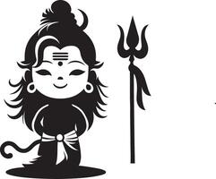 lord shiva with a trident and a sword vector