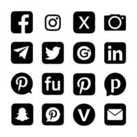 a black and white image of social media icons vector