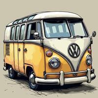 a drawing of a vw bus with the word vw on it vector