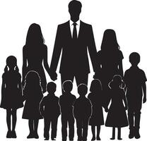 silueta de familia con niños ilustrador vector