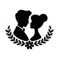 A silhouette of a man and woman in a laurel wreath vector