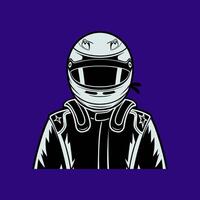 A man in a helmet on a purple background vector