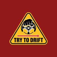 Try to drift logo on a red background vector