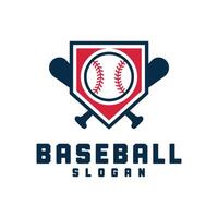 Baseball logo design template with bat and ball vector