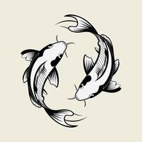 Two koi fish in a circle on a white background vector