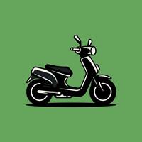 A black and white scooter on a green background vector