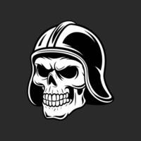 Skull in helmet on black background vector