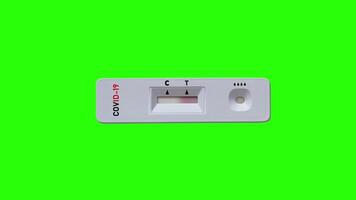 Test unit for covid with negative result on green background video