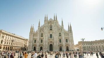 Crowded square against Duomo built in center of Milan video