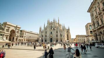 Gothic Cathedral built on crowded central square in Milan video