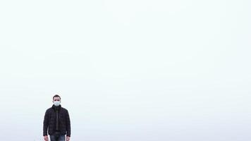 Man walks with surgical mask video