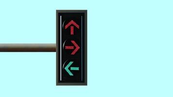Traffic lights with different direction arrows on turquoise video