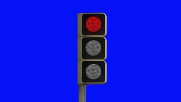 Colors change on digital traffic light on blue background video