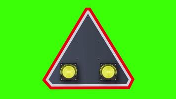 Road sign with semaphore lamps on green chomakey background video