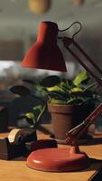 A desk with a lamp on top of it video