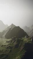 Misty mountain range covered in fog video