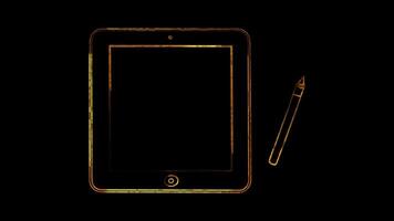 Neon frame effect, Tablet for touchscreen mobile devices on black background video