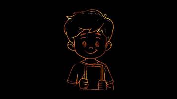 Neon frame effect, Smartphone symbolizing mobile technology on black background video