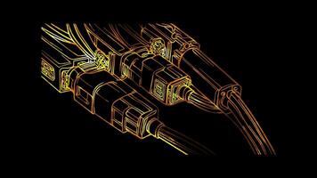 Neon frame effect, Network Cables symbolizing wired internet connections on black background video