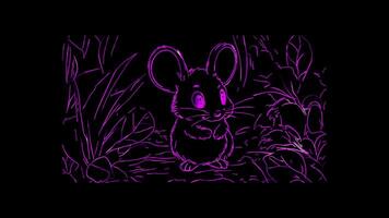 Neon frame effect, Mouse representing navigation or input on black background video