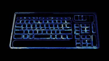 Neon frame effect, Keyboard symbolizing typing or input devices on black background video