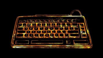 Neon frame effect, Keyboard symbolizing typing or input devices on black background video