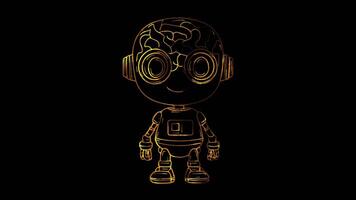 Neon frame effect, AI Brain representing artificial intelligence on black background video