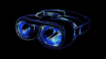 Neon frame effect, Virtual Reality Goggles representing VR technology on black background video