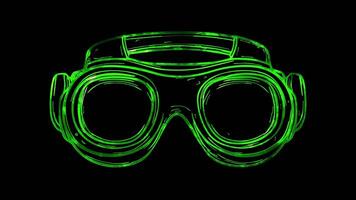 Neon frame effect, Virtual Reality Goggles representing VR technology on black background video