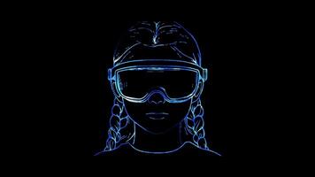 Neon frame effect, Virtual Reality Goggles representing VR technology on black background video