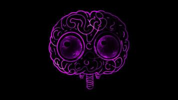 Neon frame effect, AI Brain representing artificial intelligence on black background video
