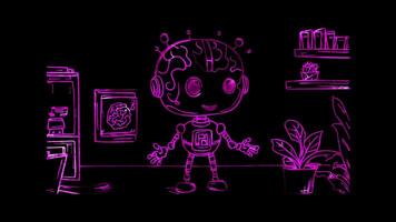 Neon frame effect, AI Brain representing artificial intelligence on black background video