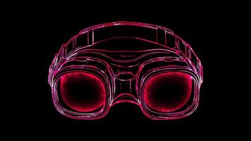Neon frame effect, Virtual Reality Goggles representing VR technology on black background video