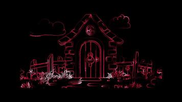 Neon frame effect, Lock and Key representing online security on black background video