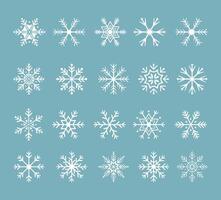 Set of cute snowflake icons on isolated background New Year ornament Symbols for mobile apps and website design. Flat snowflake icons, silhouette vector