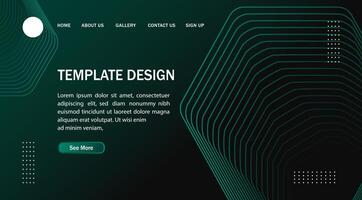 a green web page template design with a geometric pattern vector