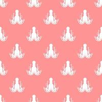 Octopus silhouette seamless pattern . Cute cartoon style sea and ocean creatures, animals. Symmetrical square composition, for print design, wallpaper, wrapping paper or web. vector