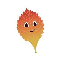 Cute autumn character. Elm leaf with smile face. Colorful illustration. vector