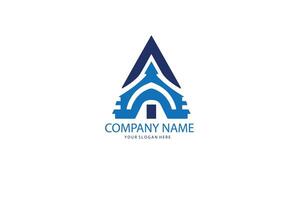 A blue and white logo for a company vector