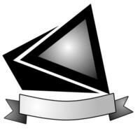 A black and white triangle with a ribbon vector