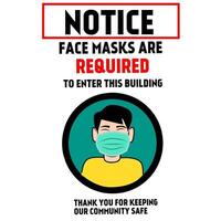Face masks are required to enter this building vector