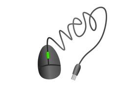 A computer mouse with a cord attached to it vector