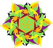 A colorful flower design with a central star vector